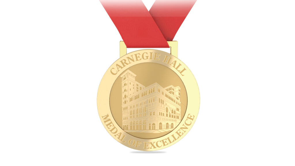 The Carnegie Hall Medal of Excellence award is designed and donated by Tiffany & Co.